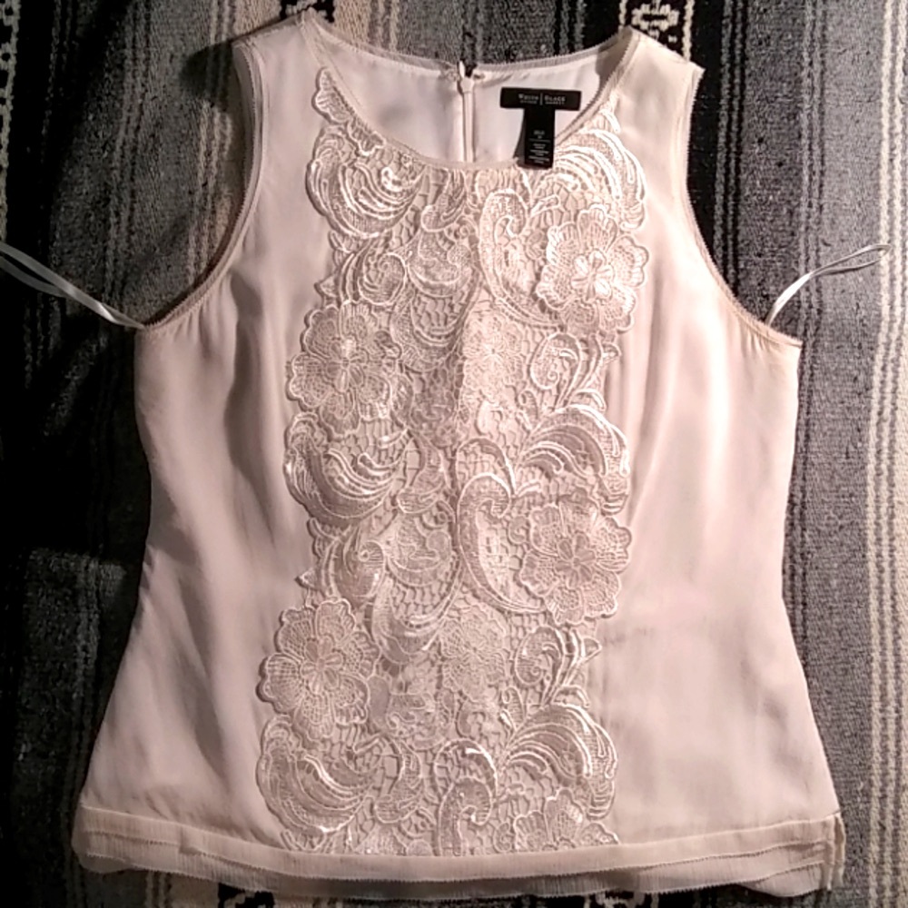 White House Black Market Silk Blouse sz M